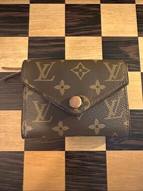 Designer Inspired Envelope Snap Wallet in Brown